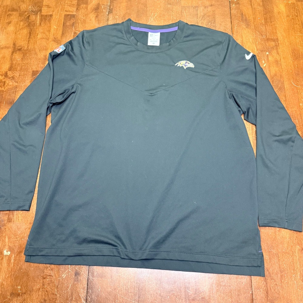 Nike Baltimore Ravens Shirt Mens XXL Black Dri-FIT Long Sleeve Sideline NS44-049